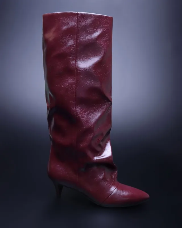 Burgundy leather FOXXY knee-high boot